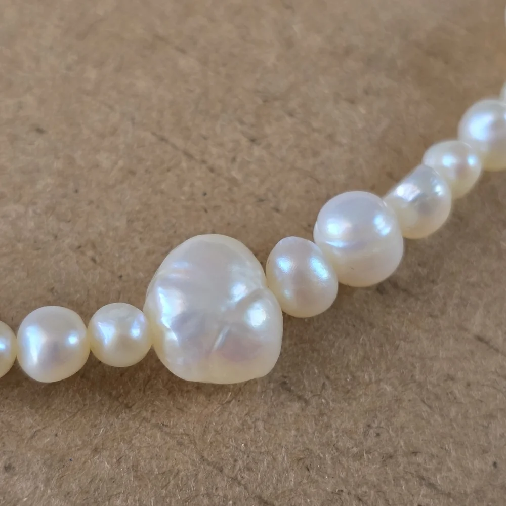 Vintage Baroque Pearl Necklace 925 Sterling Silver Signed CGI CN